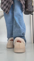Warm slippers with closed toe "NAME OF 25011" - BEIGE